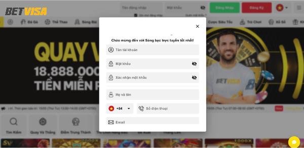 Quy trình đăng ký tài khoản trên Betvisa Việt